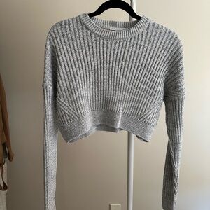 Urban Outfitters Gray Ribbed Cropped Sweater